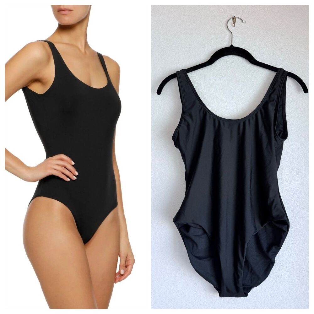 NWT Onia Women's Kelly Scoop Back One Piece Swimsuit in Solid Black Size M